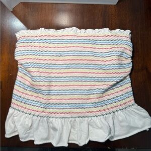 No Boundaries White Smocked Strapless Ruffle Top